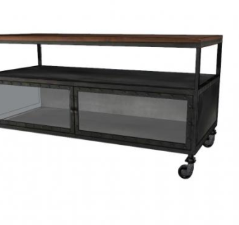 复古黑褐色电视柜SU模型下载_sketchup草图大师SKP模型