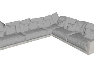灰色沙发L米诺蒂SU模型下载_sketchup草图大师SKP模型