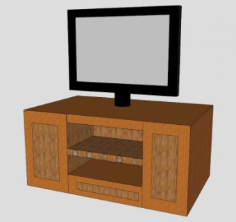 棕色简约实木电视柜SU模型下载_sketchup草图大师SKP模型