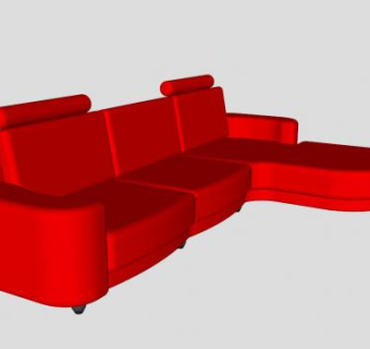 沙发l型红色角落沙发SU模型下载_sketchup草图大师SKP模型