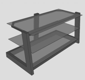 金属和玻璃的电视柜SU模型下载_sketchup草图大师SKP模型