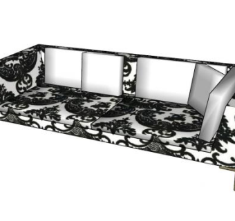 黑白花纹沙发SU模型下载_sketchup草图大师SKP模型