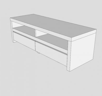 白色双层带抽屉电视柜SU模型下载_sketchup草图大师SKP模型