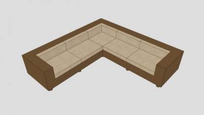 棕色现代沙发低角沙发SU模型下载_sketchup草图大师SKP模型