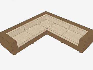 棕色现代沙发低角沙发SU模型下载_sketchup草图大师SKP模型