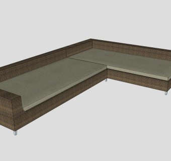 低背沙发户外柳条沙发SU模型下载_sketchup草图大师SKP模型