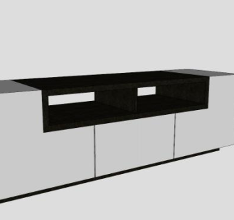 黑白色现代电视柜SU模型下载_sketchup草图大师SKP模型
