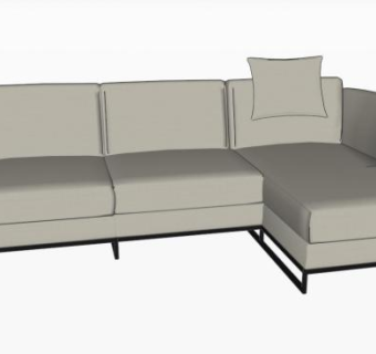 米黄色多人沙发纳图兹沙发SU模型下载_sketchup草图大师SKP模型