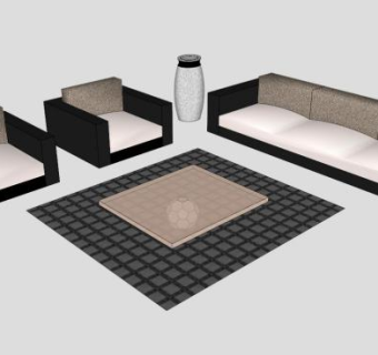 黑色组合沙发客厅沙发套SU模型下载_sketchup草图大师SKP模型