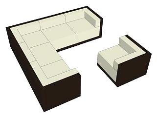 现代沙发组合沙发SU模型下载_sketchup草图大师SKP模型