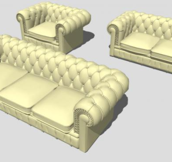 欧式沙发组合切斯特菲尔德沙发SU模型下载_sketchup草图大师SKP模型
