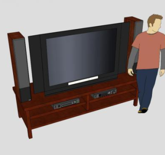 中式风格实木电视柜SU模型下载_sketchup草图大师SKP模型