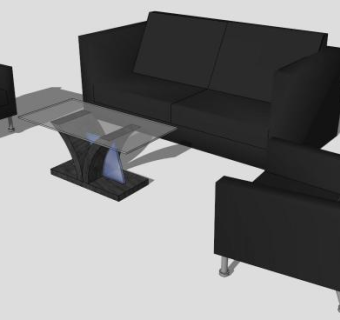 现代沙发黑色沙发Shair套装SU模型下载_sketchup草图大师SKP模型