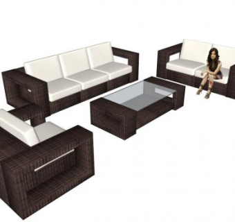 实木沙发休闲组合沙发SU模型下载_sketchup草图大师SKP模型