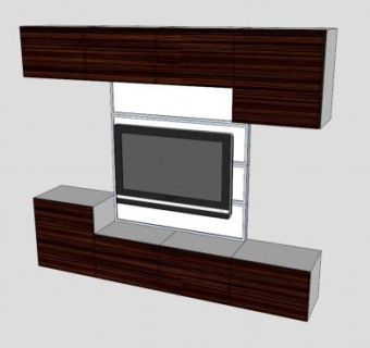 宜家棕褐色电视柜SU模型下载_sketchup草图大师SKP模型