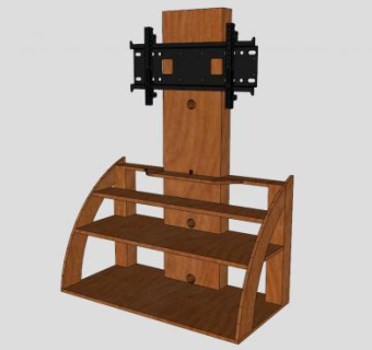 电视柜上安装了电视机SU模型下载_sketchup草图大师SKP模型