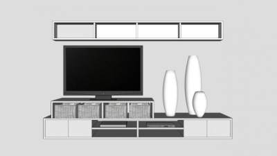 现代简欧风格电视柜SU模型下载_sketchup草图大师SKP模型