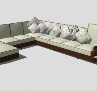 真皮沙发L形沙发SU模型下载_sketchup草图大师SKP模型