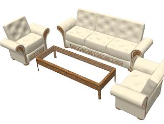<em>欧式</em>沙发套有<em>扶手</em>椅和咖啡桌SU模型下载_sketchup草图...
