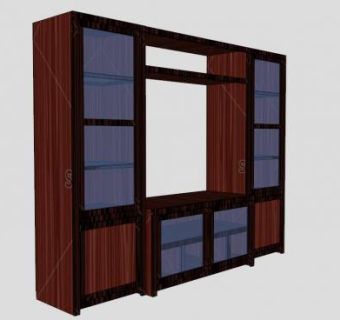 橡木板电视柜SU模型下载_sketchup草图大师SKP模型