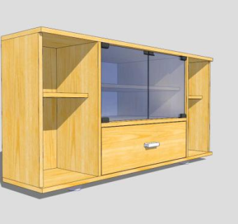 放在角落的黄色电视柜SU模型下载_sketchup草图大师SKP模型