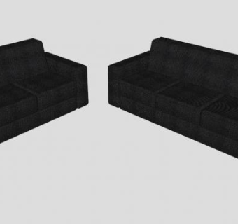 黑色沙发现代组合SU模型下载_sketchup草图大师SKP模型