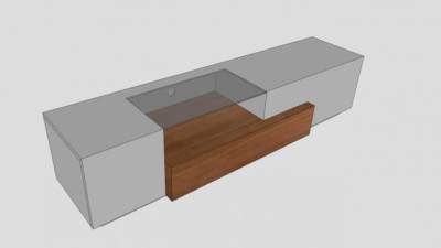 现代白漆电视柜SU模型下载_sketchup草图大师SKP模型