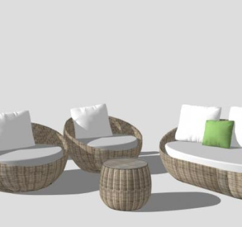 阿凯圆形现代室外套装SU模型下载_sketchup草图大师SKP模型