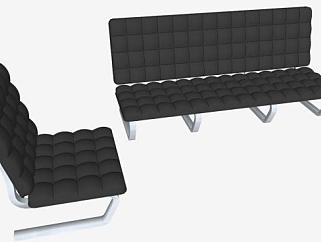 黑色组合沙发细胞沙发扶手椅SU模型下载_sketchup草图大师SKP模型