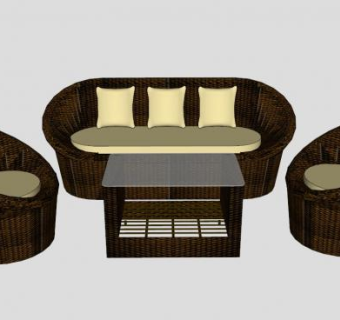 藤沙发套沙发SU模型下载_sketchup草图大师SKP模型