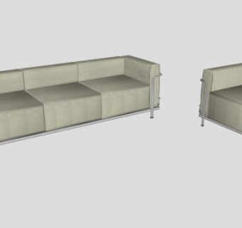 灰色布艺沙发组合沙发SU模型下载_sketchup草图大师SKP模型