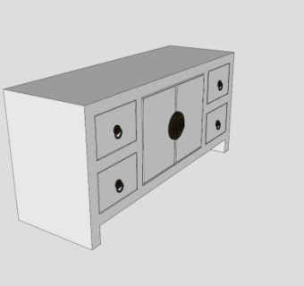 中国低柜电视柜SU模型下载_sketchup草图大师SKP模型