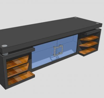 深灰色现代电视柜SU模型下载_sketchup草图大师SKP模型