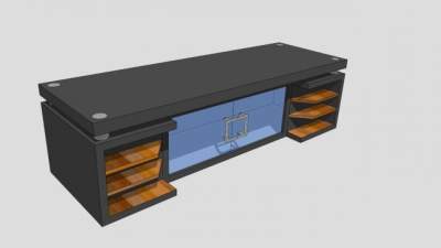 深灰色现代电视柜SU模型下载_sketchup草图大师SKP模型