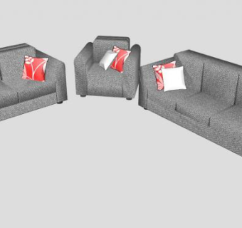 灰色布艺沙发沙发套SU模型下载_sketchup草图大师SKP模型