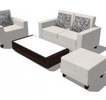 客厅家具真皮沙发SU模型下载_sketchup草图大师SKP模型