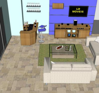 布艺沙发酒吧沙发SU模型下载_sketchup草图大师SKP模型