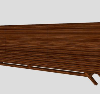 现代的胡桃木电视柜SU模型下载_sketchup草图大师SKP模型