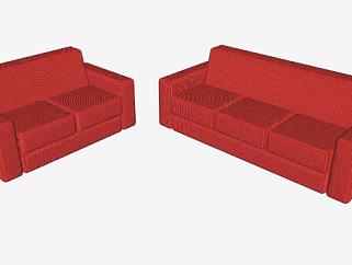 现代红色沙发SU模型下载_sketchup草图大师SKP模型
