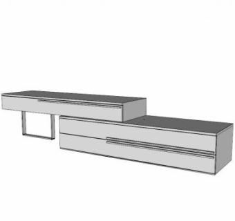 木质白色带抽屉电视柜SU模型下载_sketchup草图大师SKP模型