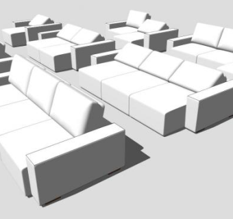 白色现代沙发扶手椅SU模型下载_sketchup草图大师SKP模型