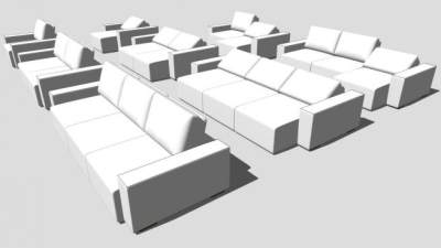 白色现代沙发扶手椅SU模型下载_sketchup草图大师SKP模型