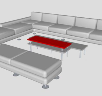 现代沙发白色真皮沙发组合SU模型下载_sketchup草图大师SKP模型