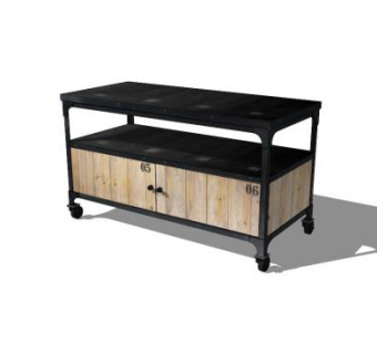 实木带滑轮电视柜SU模型下载_sketchup草图大师SKP模型