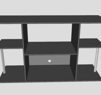 黑色橡木制电视柜SU模型下载_sketchup草图大师SKP模型