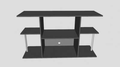 黑色橡木制电视柜SU模型下载_sketchup草图大师SKP模型