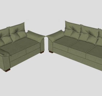 沙发绿色客厅套装SU模型下载_sketchup草图大师SKP模型
