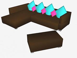 棕色沙发椅子SU模型下载_sketchup草图大师SKP模型