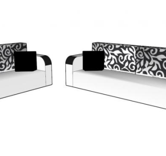 黑白沙发套SU模型下载_sketchup草图大师SKP模型