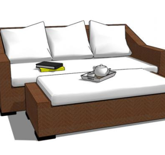 户外沙发白色多功能桌台SU模型下载_sketchup草图大师SKP模型